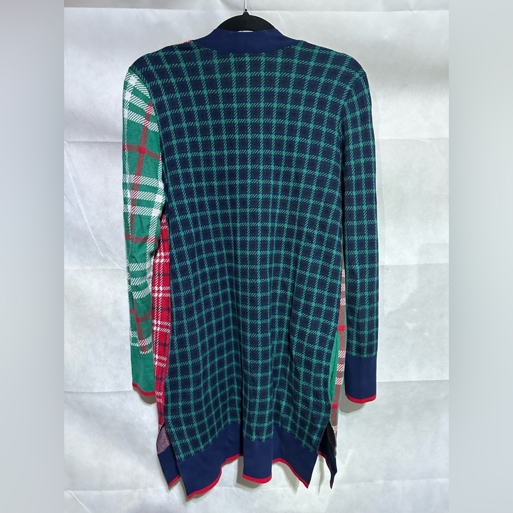 Land's End Womens Small Plaid Open Front Cardigan Academia 90s Christmas Holiday - Picture 2 of 5